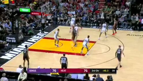 《NBA全场回放》【原声回放】国王vs热火第3节 小德里克琼斯受伤离场
