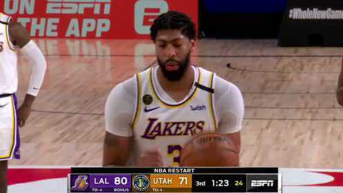 《NBA全场回放》【回放】湖人vs爵士第3节 穆迪埃追身滑翔打板压哨！