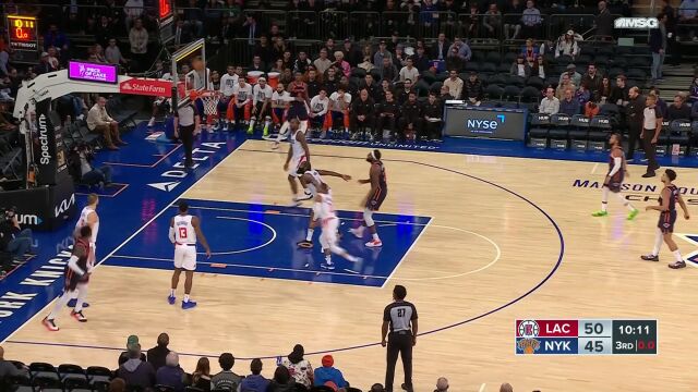 兰德尔vs快船集锦 全场27+10对轰快船四巨头率队取胜