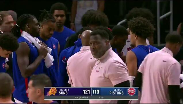 NBA季前赛：太阳vs活塞第4节英文原声回放