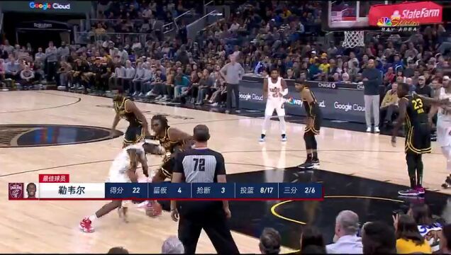 NBA常规赛：骑士vs勇士第4节中文解说回放