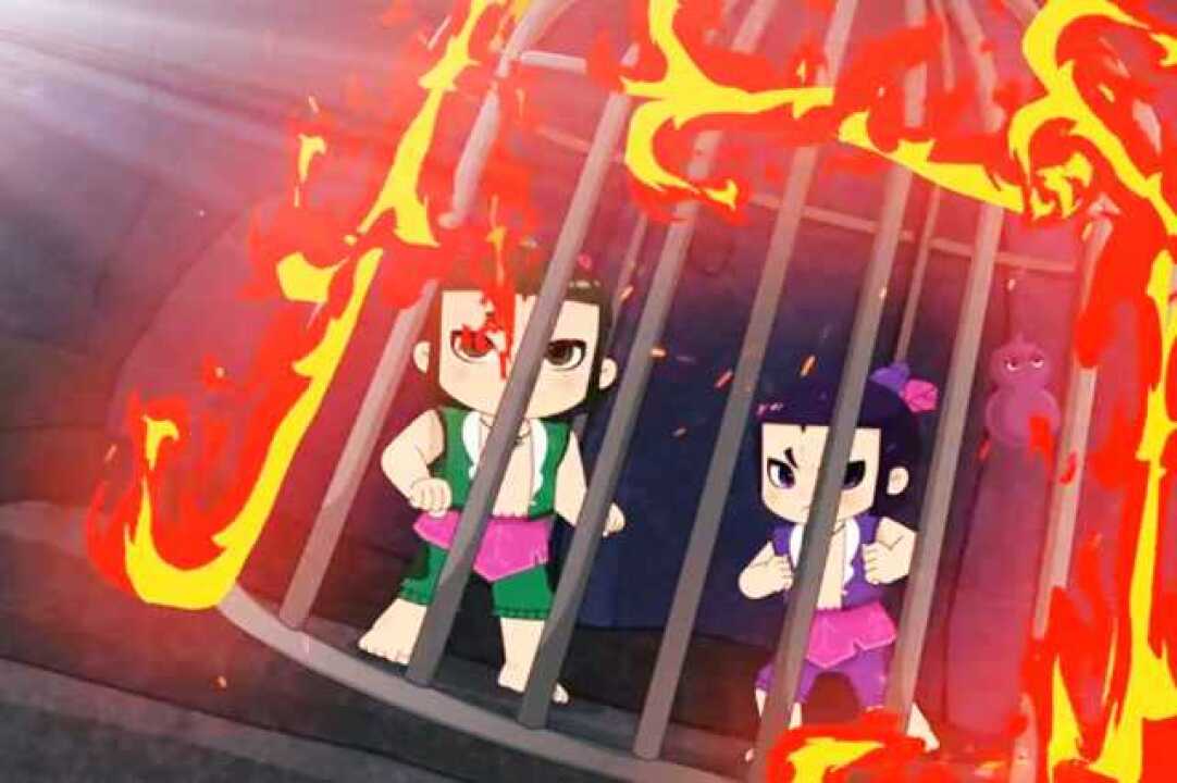 《新葫芦兄弟》精彩合集_新葫芦娃：四娃火烧笼子，打的坏人四处逃窜，红娃偶遇呆子兄弟_少儿_动画片大全_腾讯视频