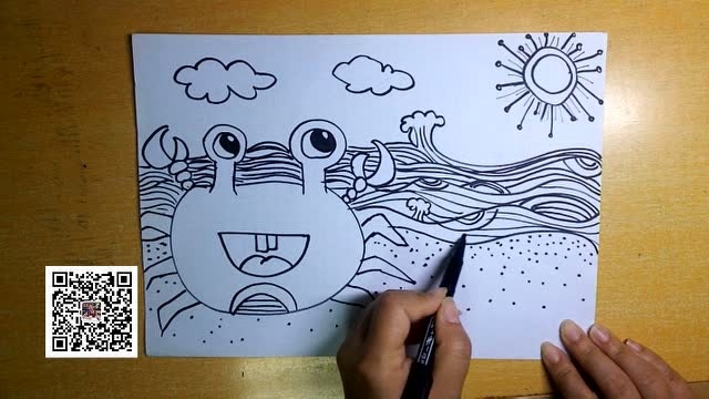 幼儿绘画启蒙——陈静课堂螃蟹赶海