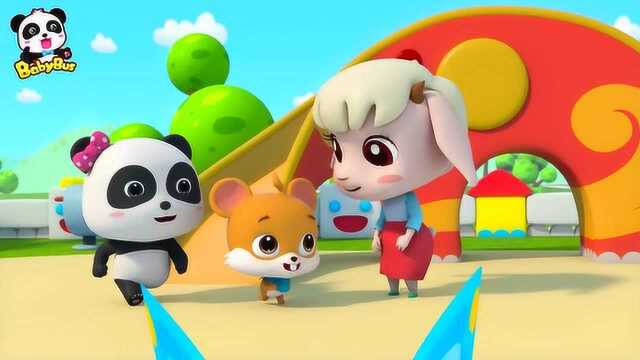 宝宝巴士 妙妙在幼儿园玩滑梯摔倒了 儿童歌谣卡通动画
