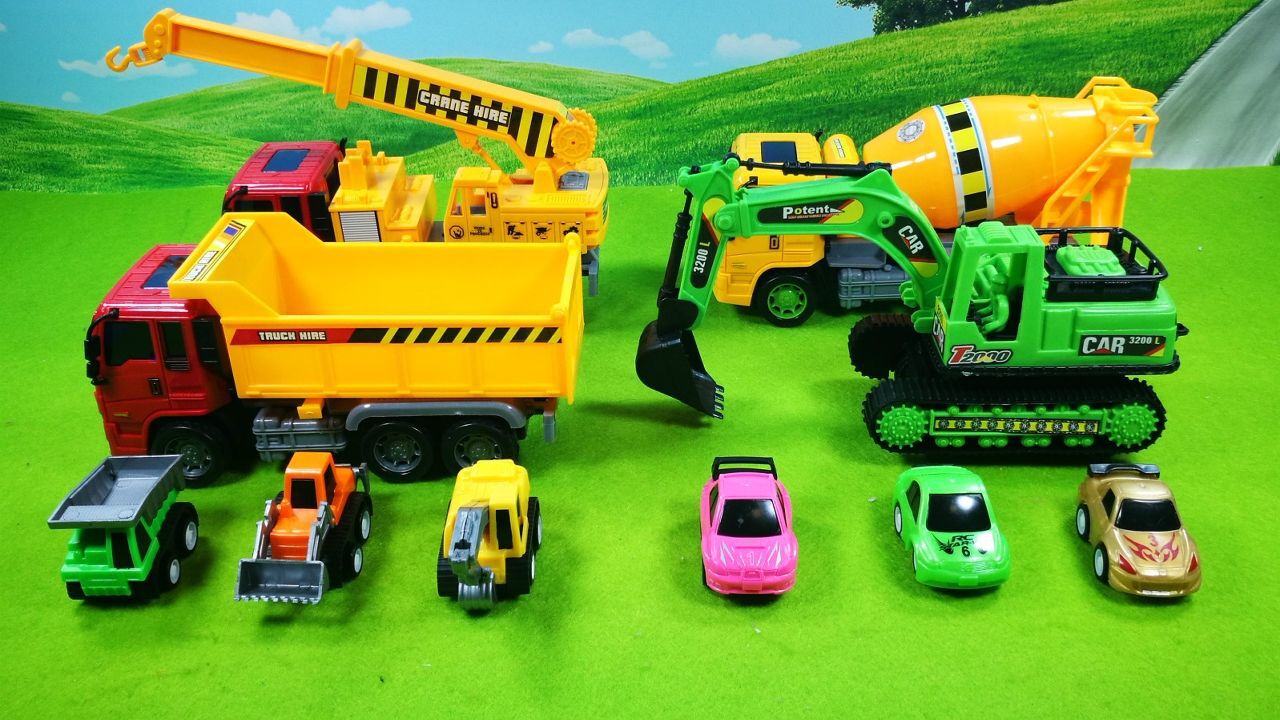 工程车玩具套装挖掘机土方车吊车搅拌车总动员_腾讯视频