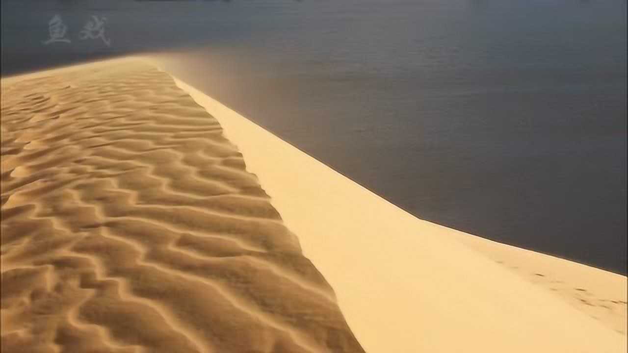 干燥的沙漠之风吹过沙丘，带着沙子飘向海洋（纯自然声）_高清