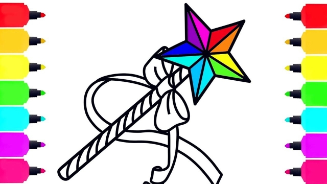 给宝宝画魔法棒简笔画涂色彩