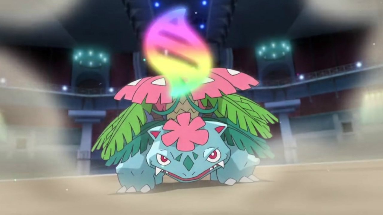 口袋妖怪mega妙蛙花对战mega喷火龙喷射火焰对草系妙蛙花没用