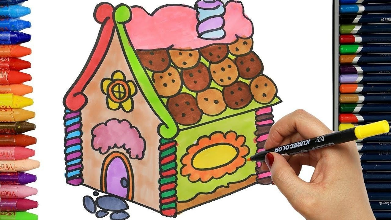 亲子简笔画:饼干房子,涂颜色亲子早教