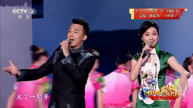 黄梅戏青年演员袁媛梅院军演唱的安徽民歌对花摘石榴