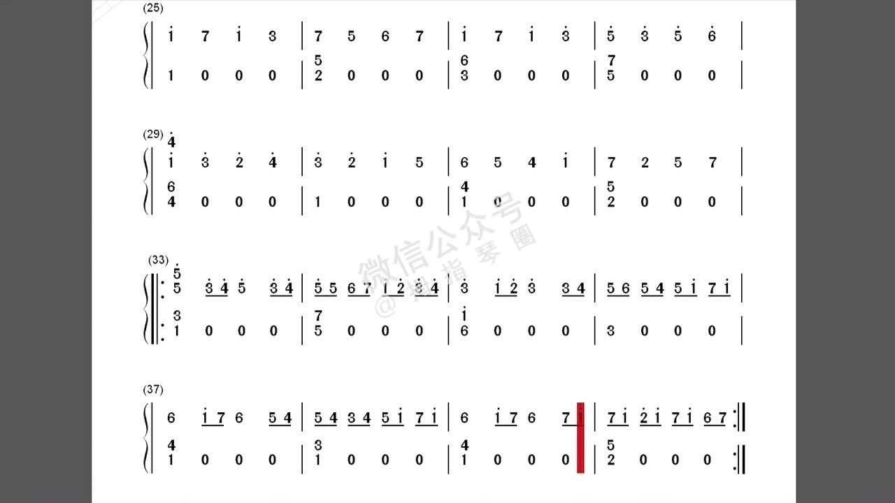 卡农 拇指琴 卡林巴琴 简谱