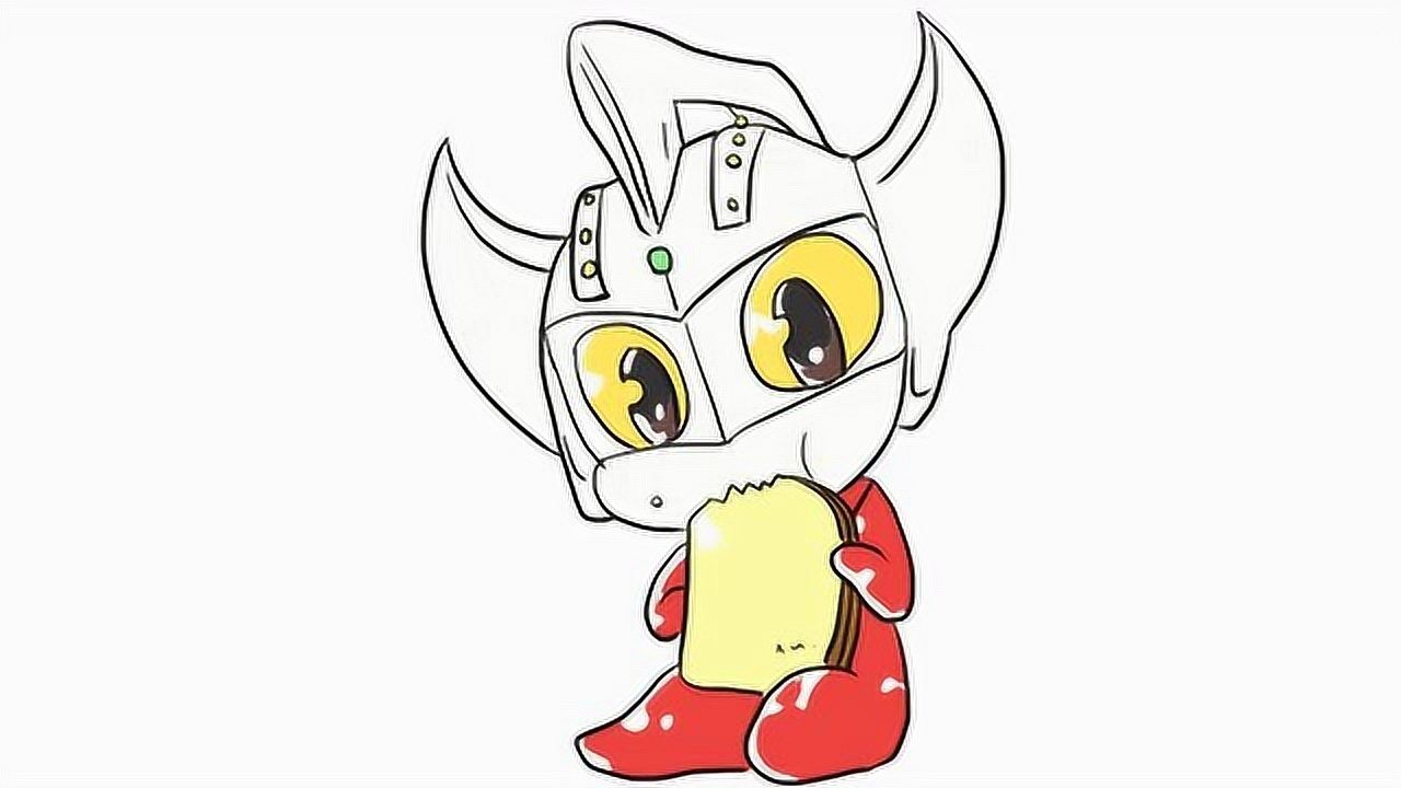 可爱的泰罗奥特曼吃面包儿童亲子简笔画