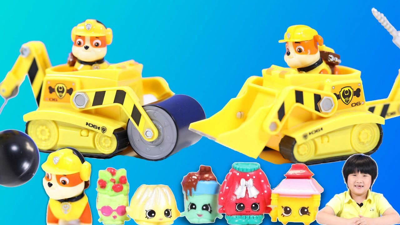 汪汪队小力开工程车去修路 汪汪队蒸汽滚筒工程车玩具pawpatro_高清