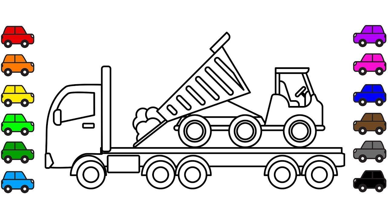 亲子涂色画:拖车拖走翻斗车_腾讯视频