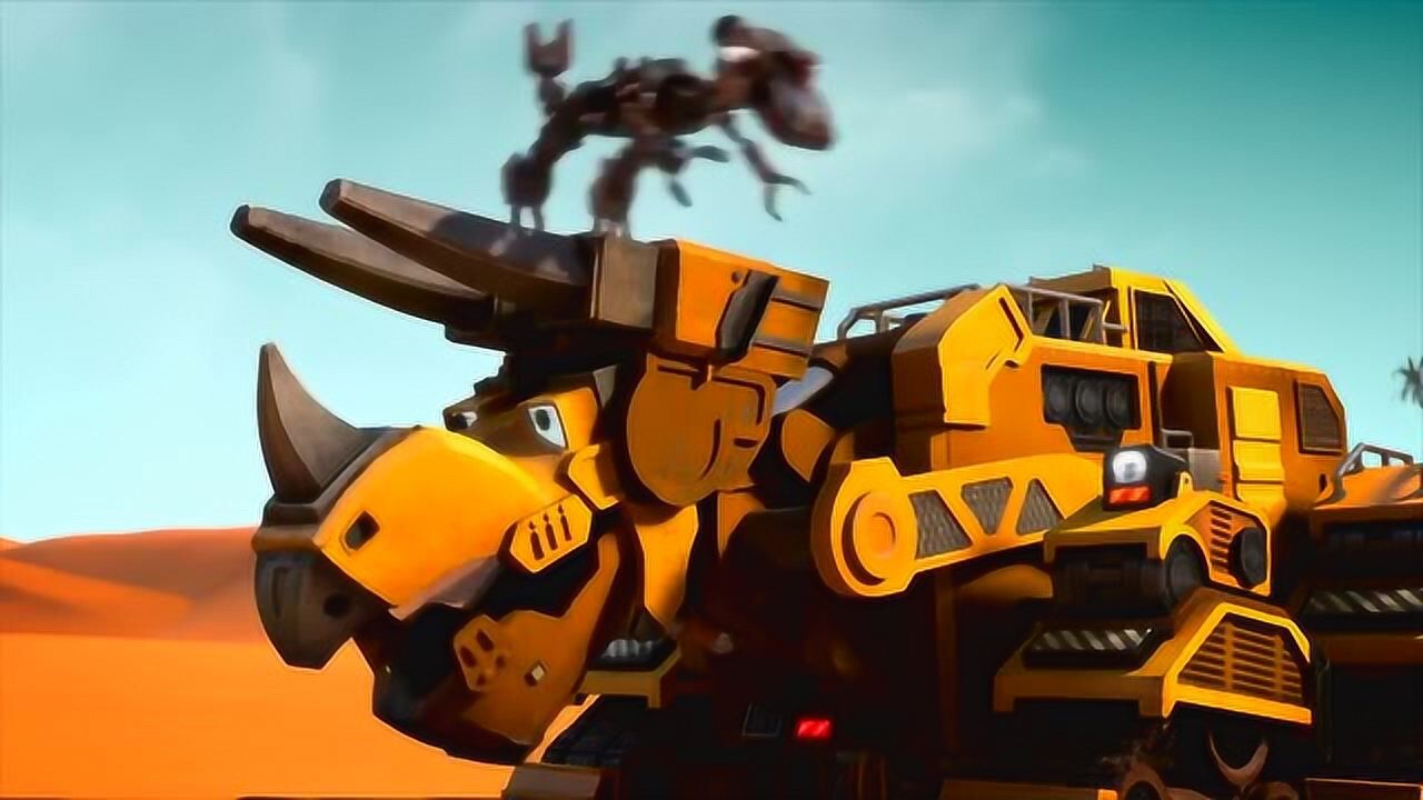 恐龙战车动画片小恐龙终于被大吊车救回来了