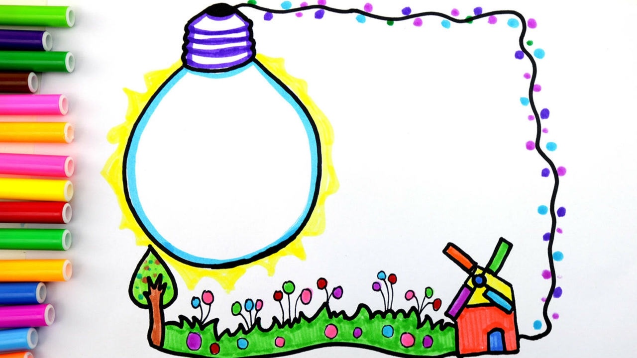 用灯泡元素画手抄报节约用电手抄报边框模板