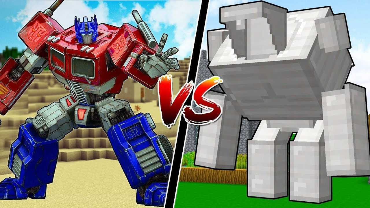 我的世界变形金刚:汽车人擎天柱大战铁傀儡大军