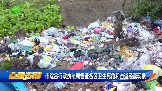 市综合行政执法局督察各区卫生死角和占道经营现象