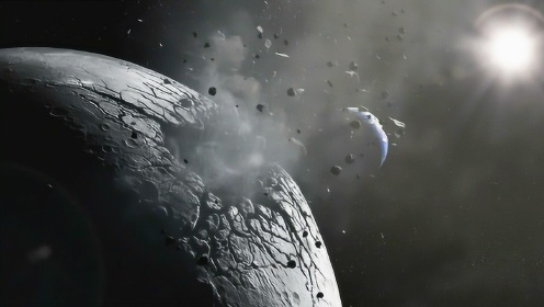 月球被陨石撞碎，不断往地球靠近，看着越来越近的月球人类绝望了