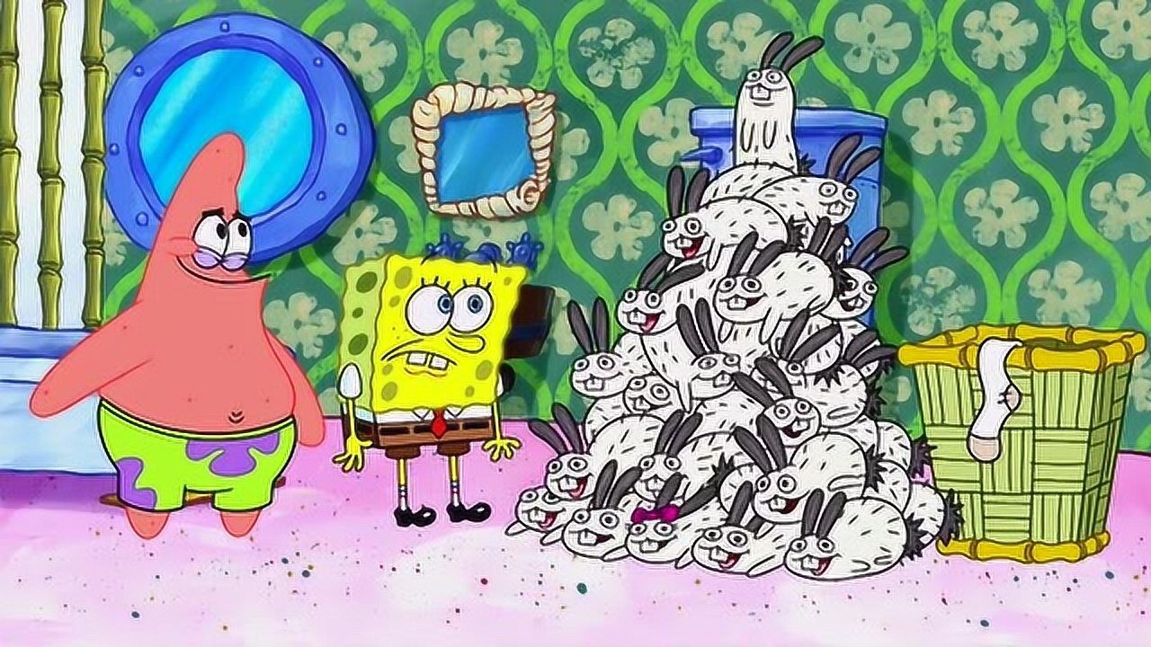 海绵宝宝两只兔兔突然变成了一群兔兔太恐怖了