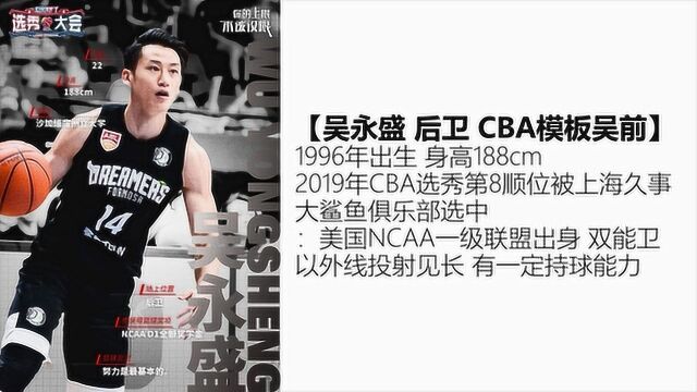 2019年CBA选秀第8顺位 台湾新生代投手 吴永盛