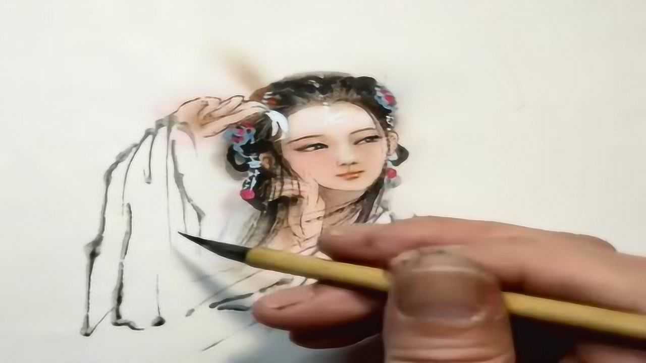 毛笔能画出这么漂亮的美人图,看来这师傅,是个高手!