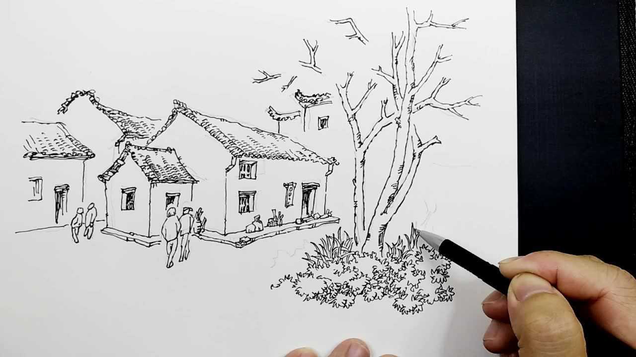 汤向钢笔画——519宁静的村庄原速
