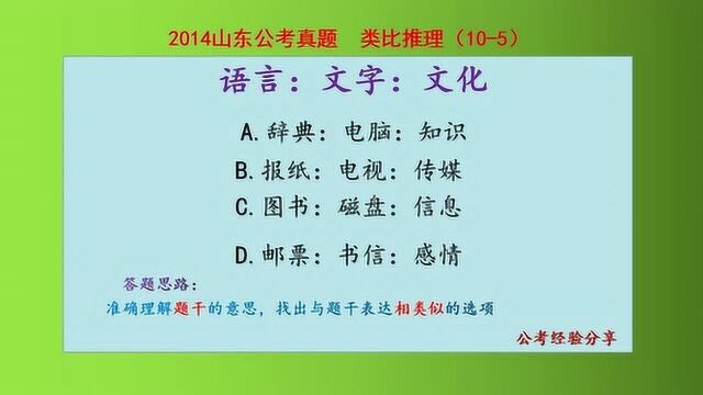 2014山东公考真题,类比推理,语言、文字和文化,什么关系呢