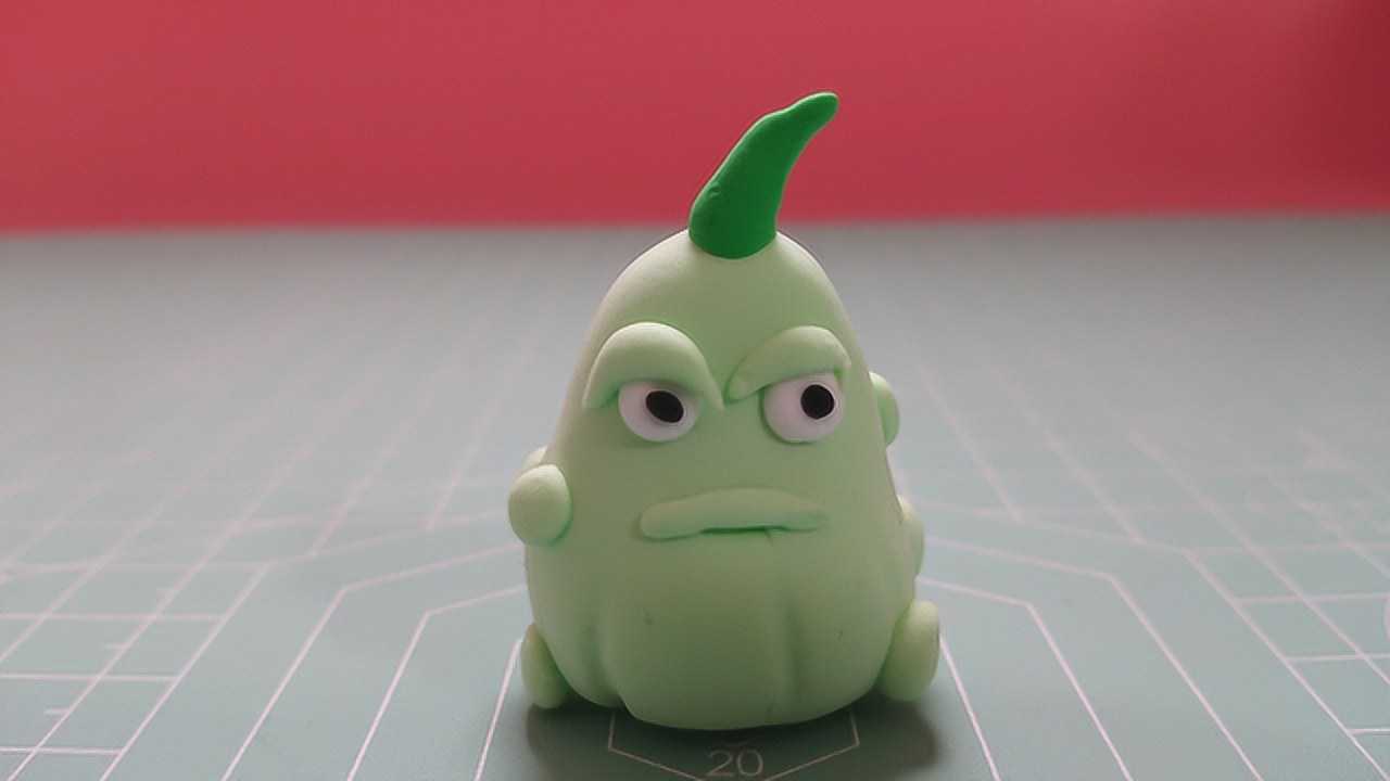 植物大战僵尸:窝瓜超轻黏土手工艺视频