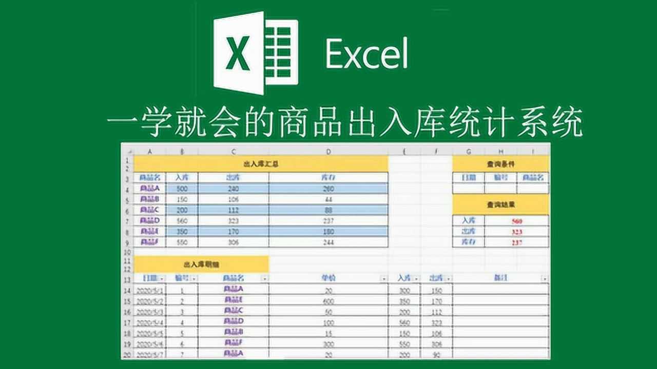 十分钟学会Excel中的出入库表格制作_高清