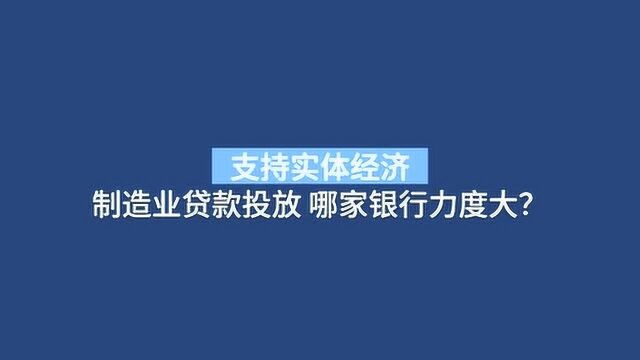 支持实体经济 制造业贷款投放 哪家银行力度大?