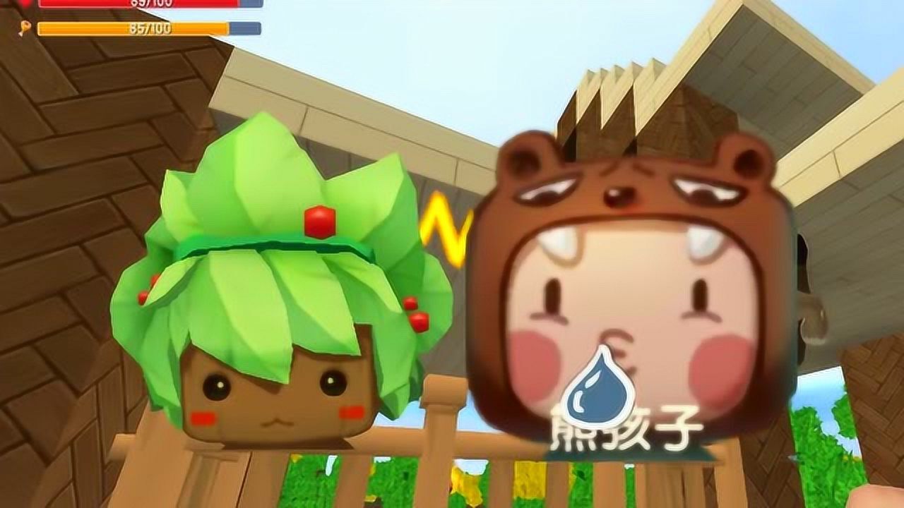 迷你世界二狗怪物睡在栅栏上二狗刚消灭怪物防怪门莫名被砸了