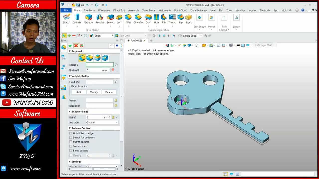 中望3d zw3d 2020 3d key modeling tutorial