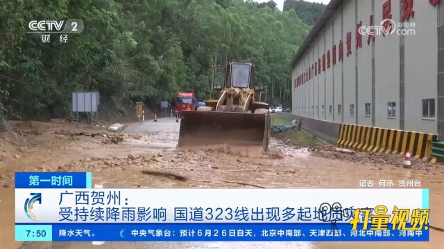 广西贺州:受持续降雨影响,国道323线出现多起地质灾害