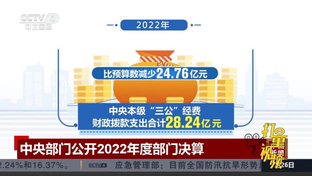 中央部门公开2022年度部门决算,比预算数减少24.76亿元