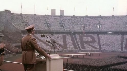 1936年柏林奥运会开幕式真实影像，希特勒给予开赛演讲，德国赛前释放和平鸽