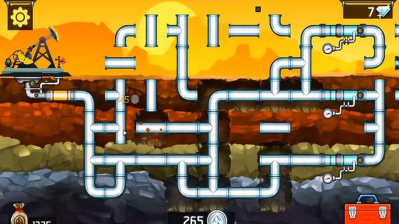 益智小游戏,好玩的石油管道拼接
