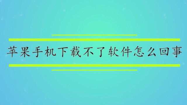 苹果手机下载不了软件怎么回事