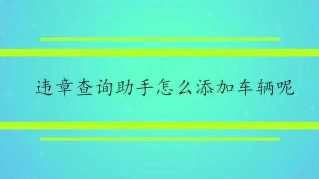 违章查询助手怎么添加车辆呢