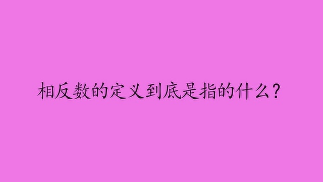 相反数的定义到底是指的什么?