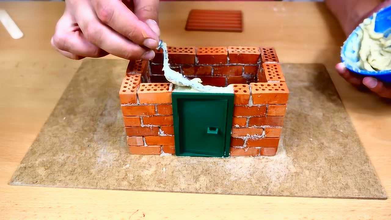 手工diy砖头砌墙diy迷你小房子
