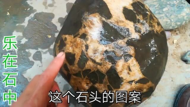 清洗后的奇石,图案简单极致,完完全全一幅水鸟捉鱼图