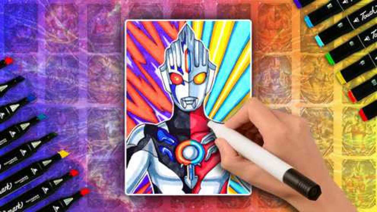 手绘超特别的欧布奥特曼卡片,一半正义一半邪恶的欧布你们见过没