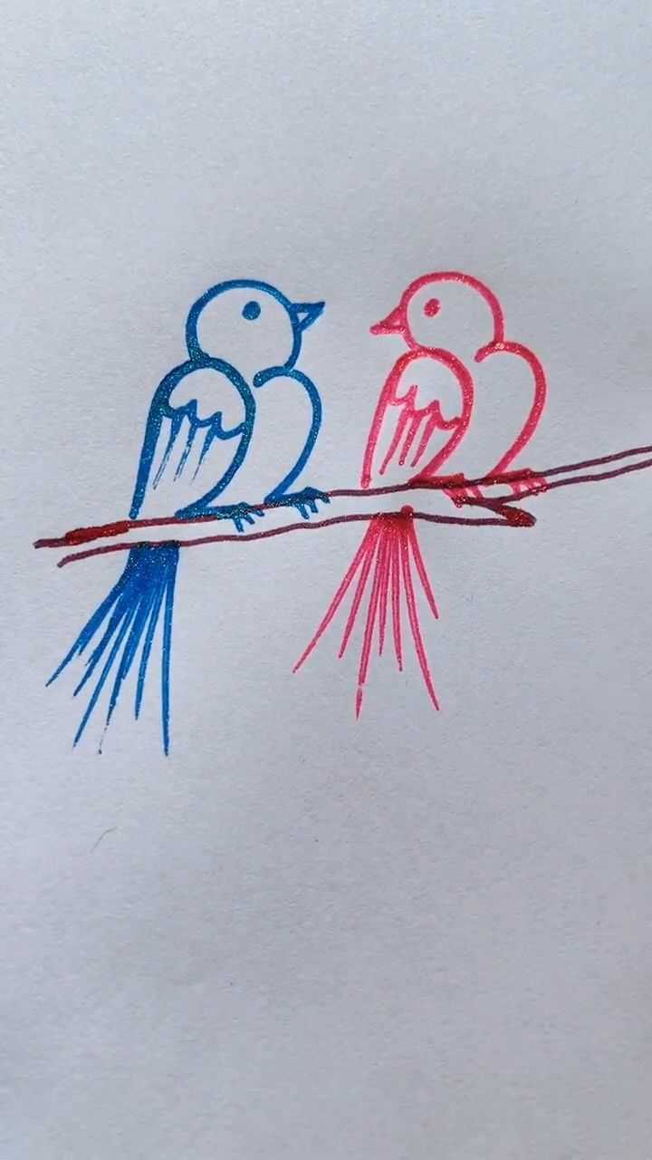 4个2画相爱的小鸟