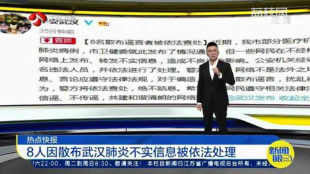 8人因散布武汉肺炎不实信息被依法处理