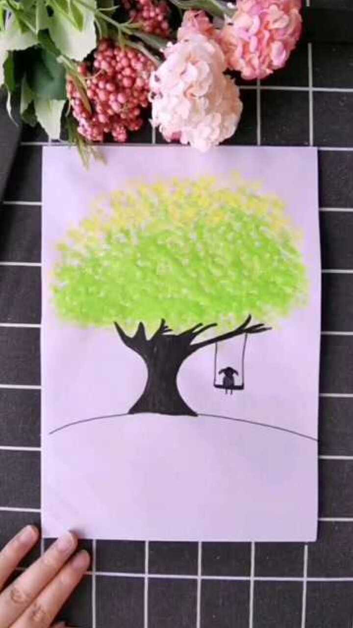 用棉签画画冬天的树图片