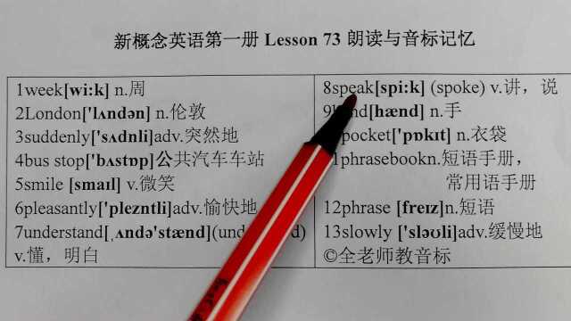 根据音标记新概念英语单词,第一册lesson73单词朗读记忆