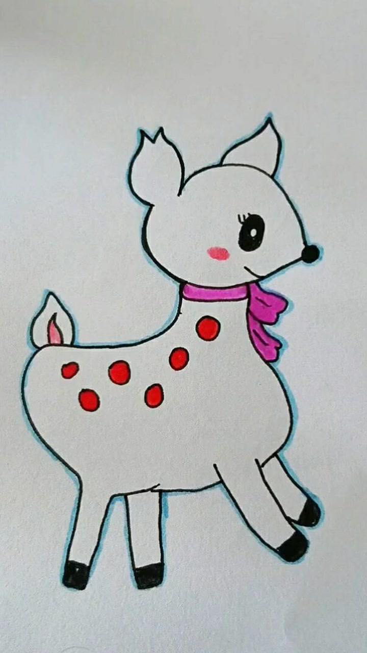 画了一个超可爱的小鹿简笔画,感觉特别的像