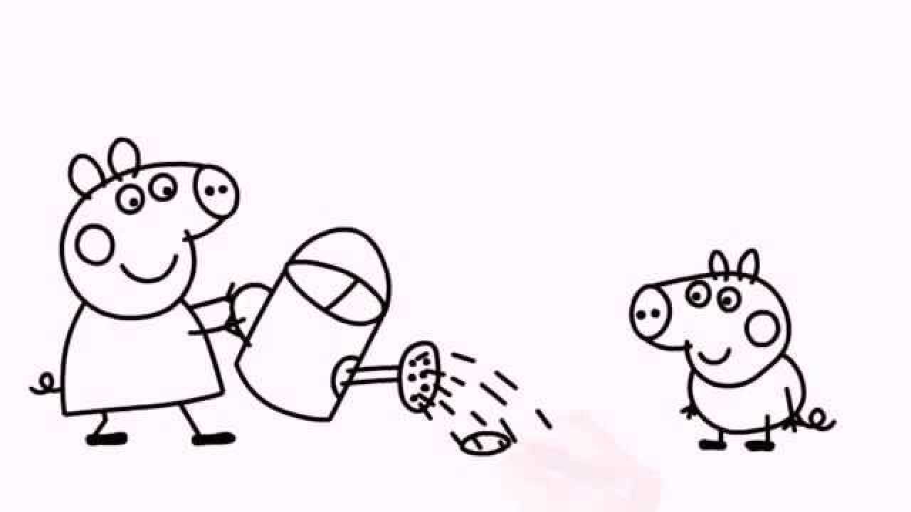 简笔画将种子种下拿水壶来浇水