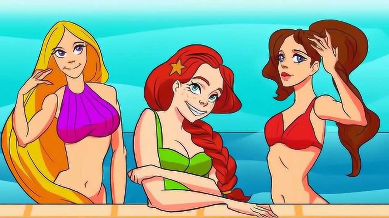 三个女孩沾水变美人鱼图片